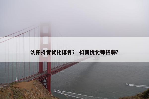沈阳抖音优化排名？ 抖音优化师招聘？