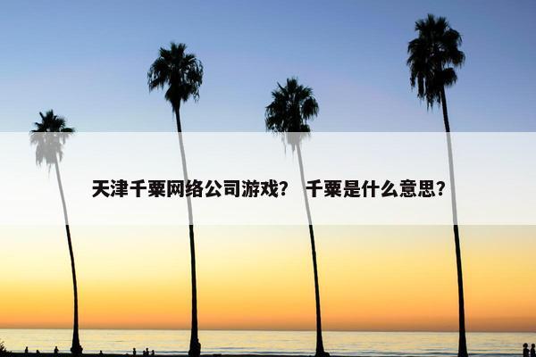 天津千粟网络公司游戏？ 千粟是什么意思？
