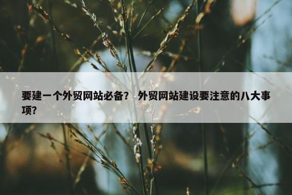 要建一个外贸网站必备？ 外贸网站建设要注意的八大事项？