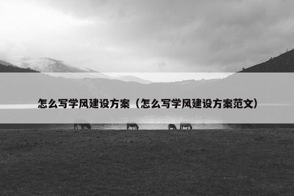 怎么写学风建设方案（怎么写学风建设方案范文）