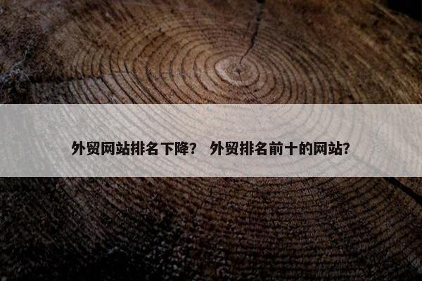 外贸网站排名下降？ 外贸排名前十的网站？