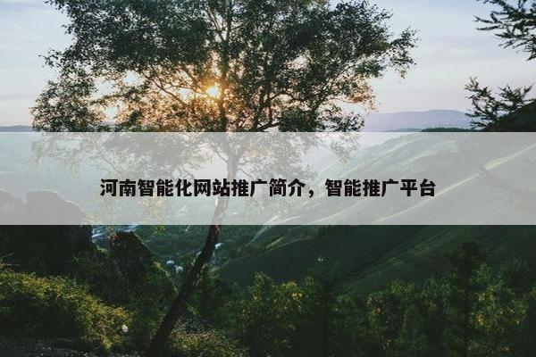 河南智能化网站推广简介，智能推广平台