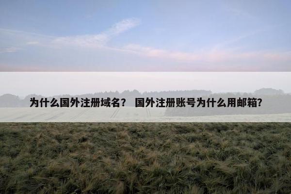 为什么国外注册域名？ 国外注册账号为什么用邮箱？