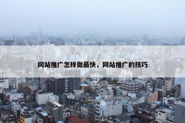 网站推广怎样做最快，网站推广的技巧