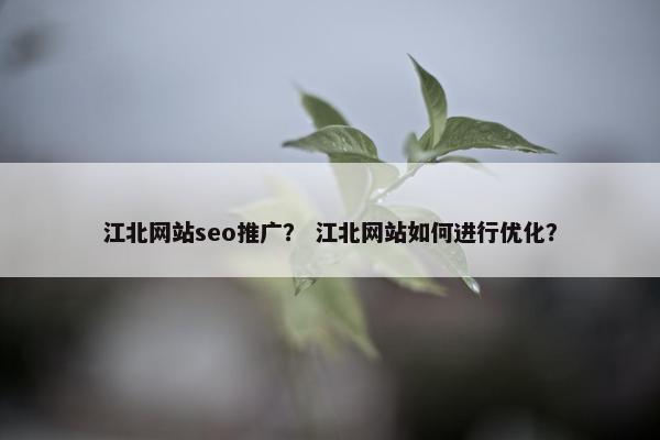 江北网站seo推广？ 江北网站如何进行优化？