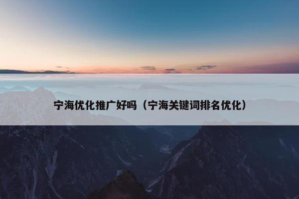 宁海优化推广好吗（宁海关键词排名优化）