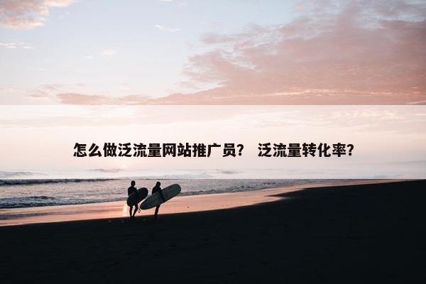 怎么做泛流量网站推广员？ 泛流量转化率？