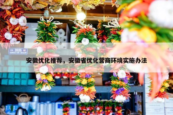 安徽优化推荐，安徽省优化营商环境实施办法
