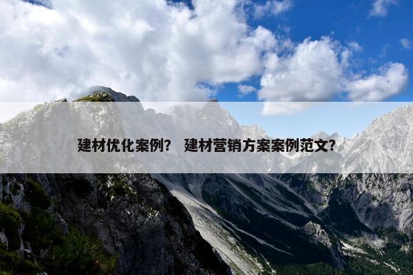 建材优化案例？ 建材营销方案案例范文？