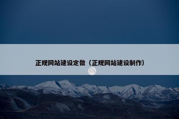 正规网站建设定做（正规网站建设制作）