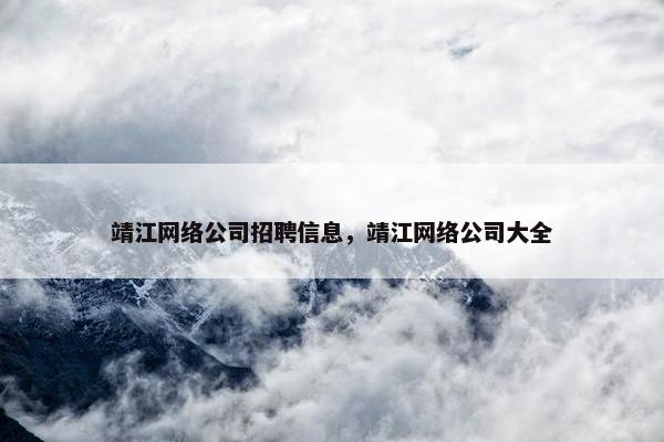 靖江网络公司招聘信息，靖江网络公司大全