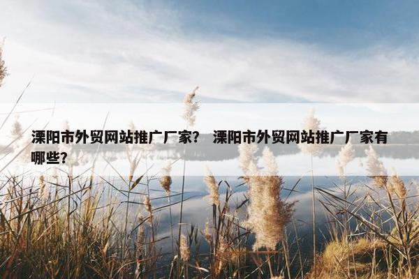 溧阳市外贸网站推广厂家？ 溧阳市外贸网站推广厂家有哪些？