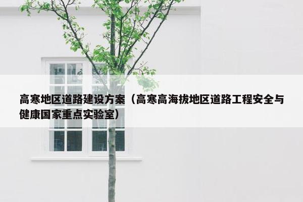 高寒地区道路建设方案（高寒高海拔地区道路工程安全与健康国家重点实验室）