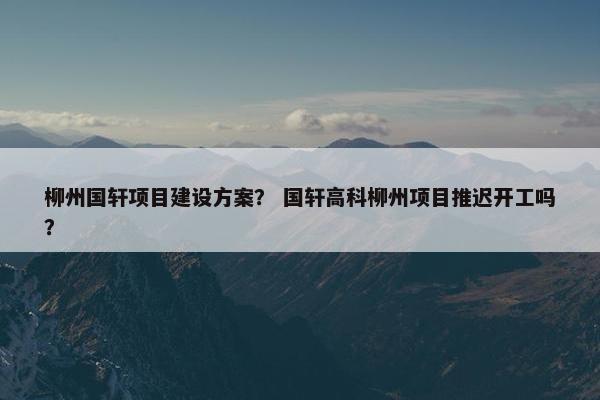 柳州国轩项目建设方案？ 国轩高科柳州项目推迟开工吗？