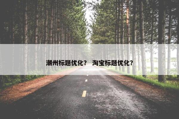 潮州标题优化？ 淘宝标题优化？
