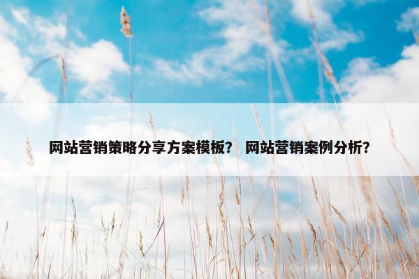 网站营销策略分享方案模板？ 网站营销案例分析？