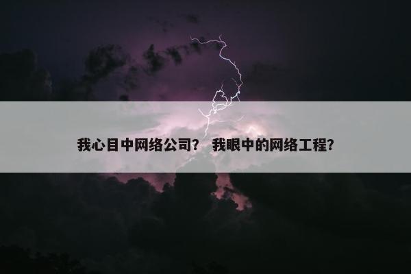 我心目中网络公司？ 我眼中的网络工程？