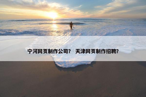 宁河网页制作公司？ 天津网页制作招聘？