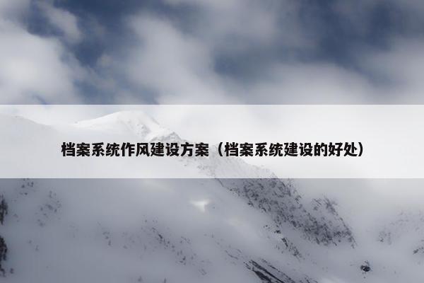 档案系统作风建设方案（档案系统建设的好处）