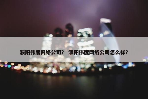 濮阳伟度网络公司？ 濮阳伟度网络公司怎么样？