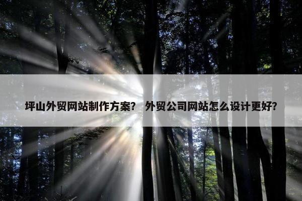 坪山外贸网站制作方案？ 外贸公司网站怎么设计更好？