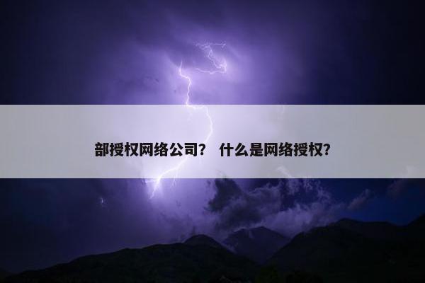 部授权网络公司？ 什么是网络授权？