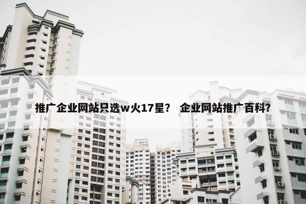 推广企业网站只选w火17星？ 企业网站推广百科？