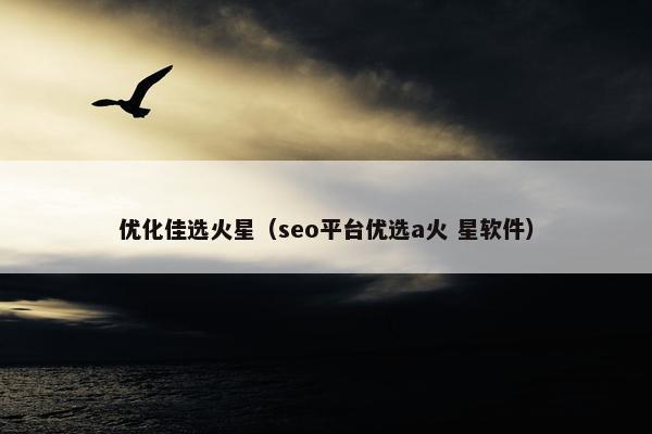 优化佳选火星（seo平台优选a火 星软件）