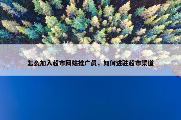 怎么加入超市网站推广员，如何进驻超市渠道