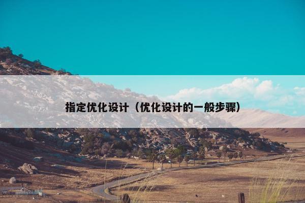 指定优化设计（优化设计的一般步骤）