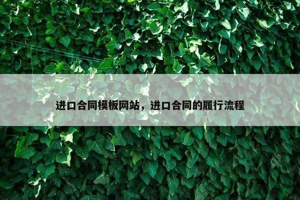 进口合同模板网站，进口合同的履行流程